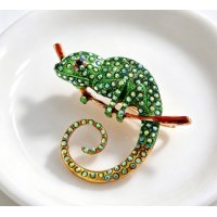 XSB275 - Diamond Colorful Chameleon Brooch